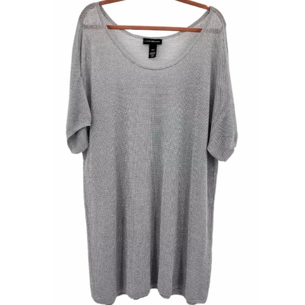 Lane Bryant 26/28 silver metallic mesh blouse top
